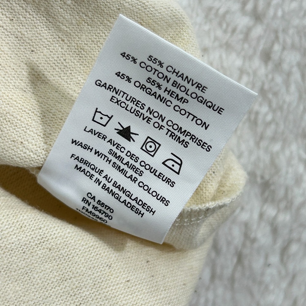Frank & Oak Tee Men's XXL Light Beige Relaxed Fit Hemp Tee - Picture 3 of 8
